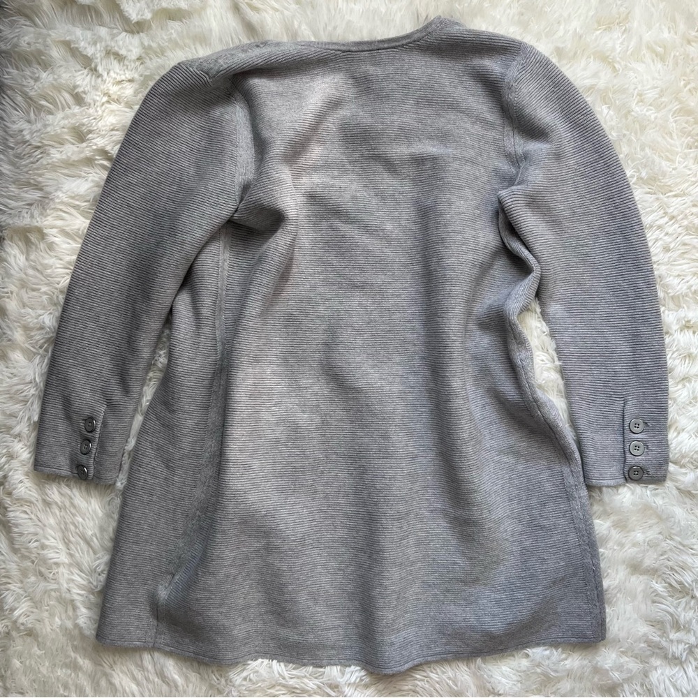 Talbots Plus Grey Ribbed Open Longline Cardigan Sweater - Picture 5 of 5